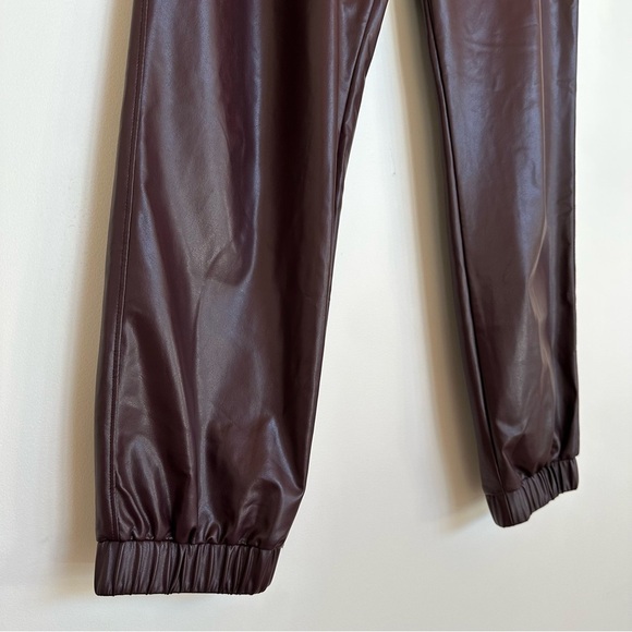The Reset R / Label Maroon Vegan Leather Jogger Pants Size Small - Picture 3 of 10